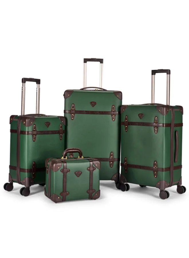 ليمرا طقم شنط سفر كلاسيك جلد من ليمرا 4 قطع لون زيتي/بني غامق مقاسات 28"-24"-20"-14" بوصة